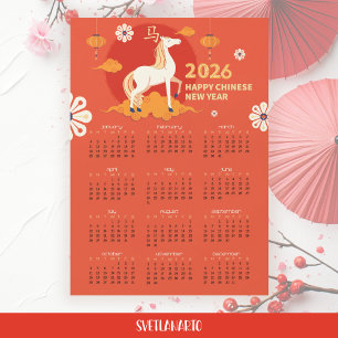 Nouvelle Année Lunaire 2026 Calendrier Cheval Cart