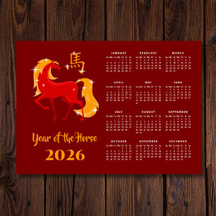 Nouvelle année lunaire chinoise Cheval 2026 Calend