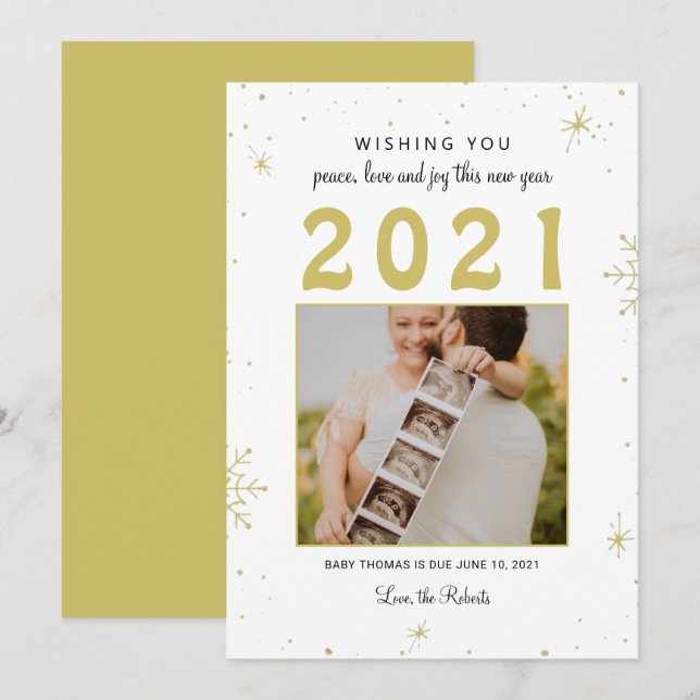 nouvelle année/Noël bébé faire-part flocon de neig (Devant / Derrière)