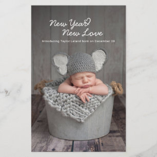 Nouvelle Année Nouvelle Amour Bébé Carte d'Annonce