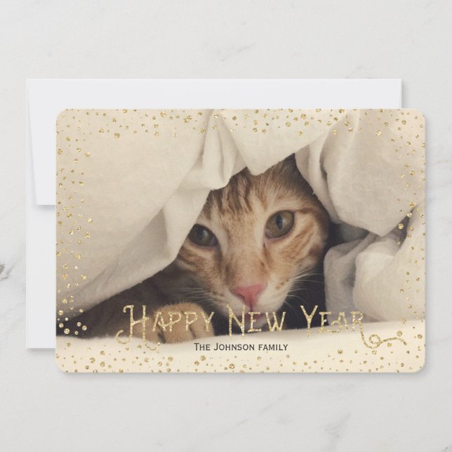 Nouvelle Année | Or | Points Pailletés | Carte Pho (Devant)