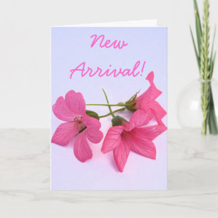 Nouvelle arrivée bébé fille rose fleurie carte de 