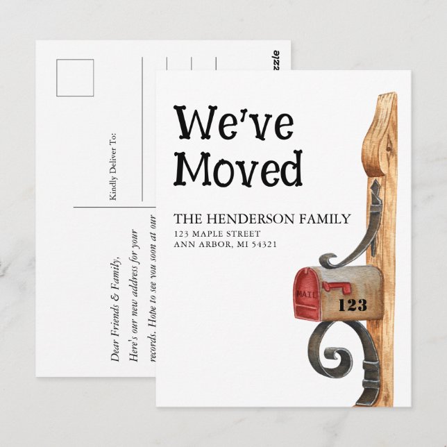 Nouvelle boîte aux lettres Moving Faire-part carte (Devant / Derrière)