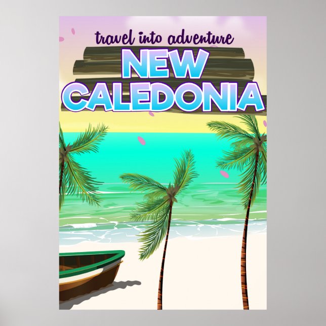 Nouvelle-Calédonie affiche de voyage "voyagez dans (Devant)