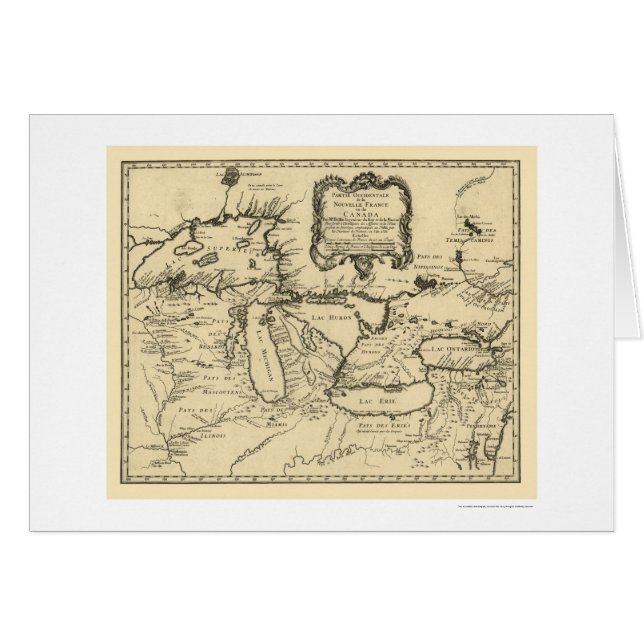 Nouvelle carte 1755 de la France Canada (Devant horizontal)