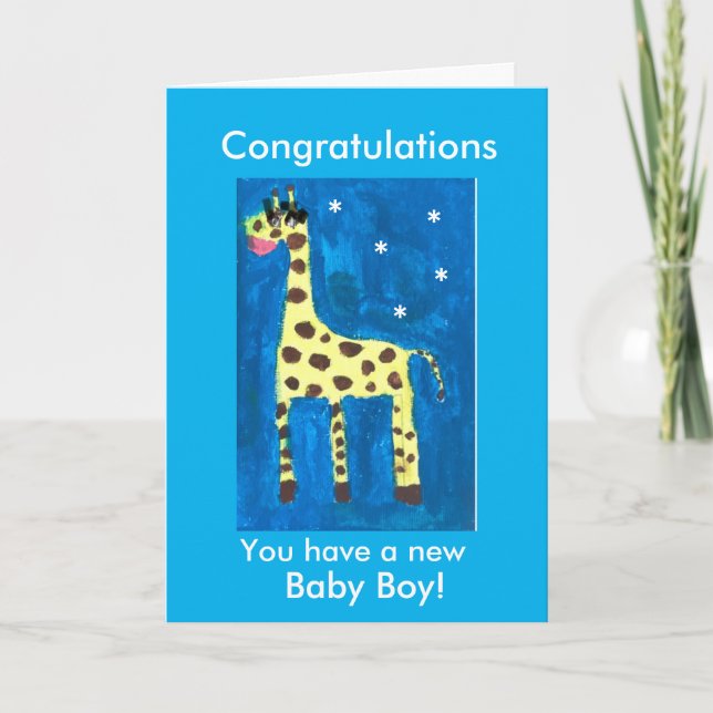 Nouvelle carte bébé girafe garçon (Devant)