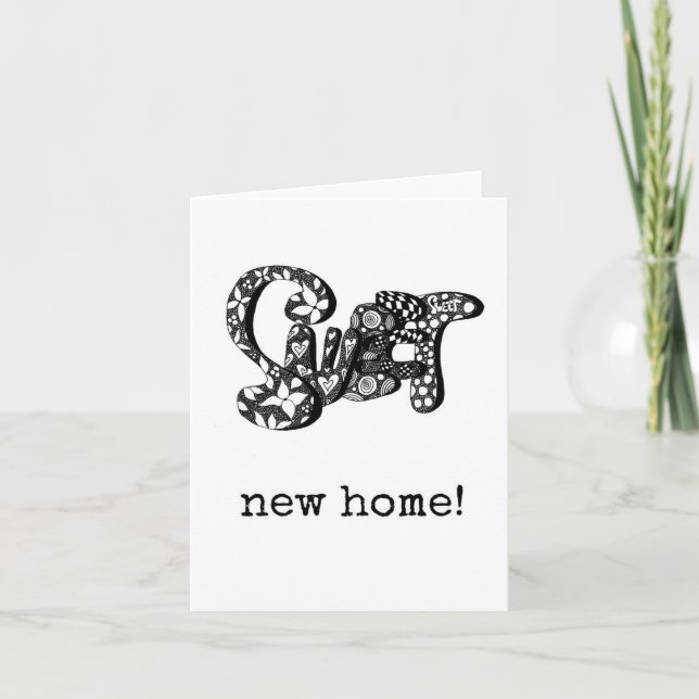 Nouvelle Carte d'Accueil Douce, Bulle Rétro, Word  (Devant)
