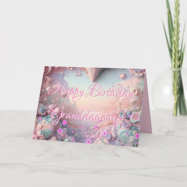 Nouvelle carte d'anniversaire Pink Stars Grandgirl (Devant)