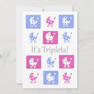 Nouvelle carte de faire-part de triplets de bébé -