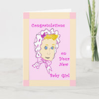 Nouvelle Carte de Félicitations Fille Bébé