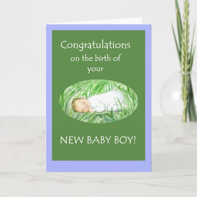 Nouvelle carte de félicitations pour bébé garçon (Devant)