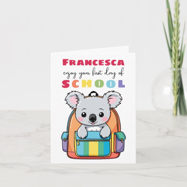Nouvelle carte de rentrée pour fille garçon koala (Devant)