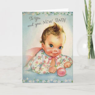 Nouvelle carte de voeux pour bébé vintage