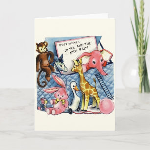 Nouvelle carte de voeux pour bébé vintage