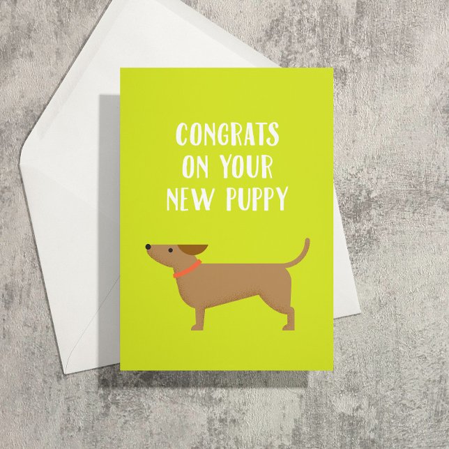 Nouvelle carte de voeux pour les marionnettes (Dachshund puppy congrats on the new puppy and a lifetime of collecting poop in tiny bags)