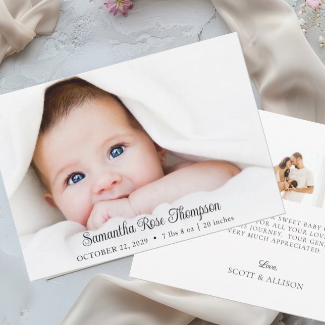 Nouvelle carte Faire-part de naissance photo éléga (Créateur téléchargé)