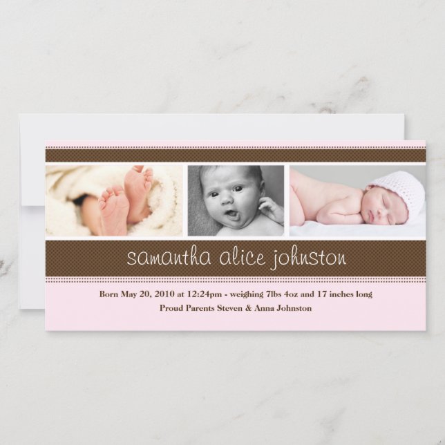 Nouvelle carte Faire-part photo bébé (Devant)
