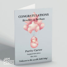 Nouvelle carte personnalisée pour bébé fille