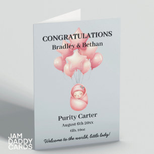 Nouvelle carte personnalisée pour bébé fille