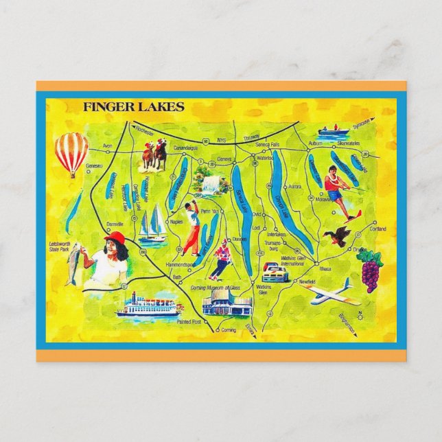 Nouvelle carte postale illustrée des Finger Lakes  (Devant)