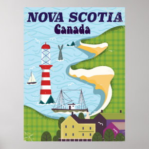 Nouvelle-Écosse Canada Affiche de voyage vintage