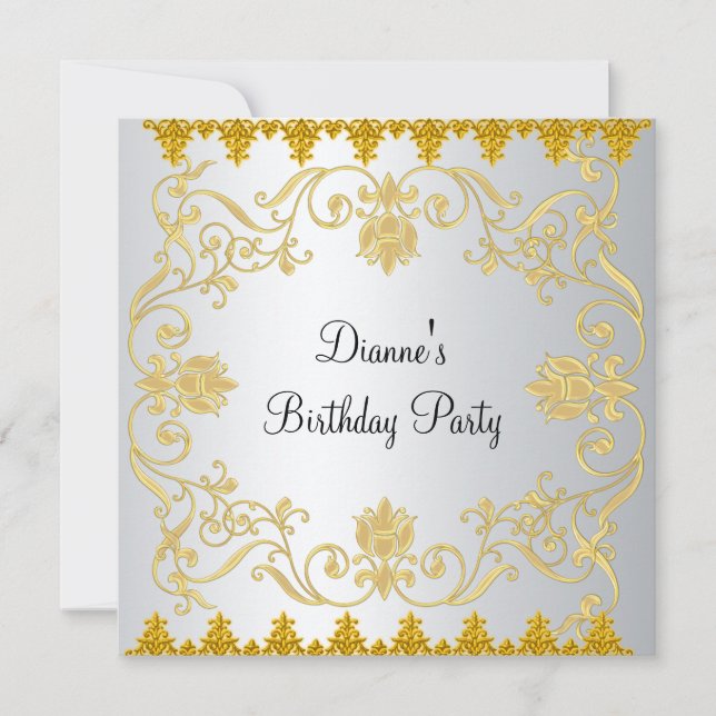 Nouvelle Elegant White Gold Invitation (Devant)