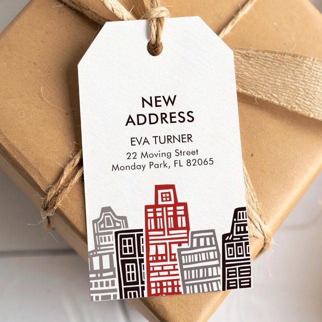 Nouvelle étiquette d'adresse avec bâtiments rouges (Créateur téléchargé)
