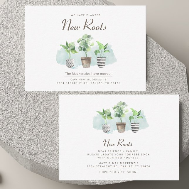 Nouvelle Faire-part de déplacement de changement d (New Roots Address Change Moving Announcement)