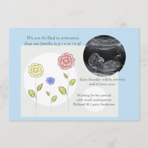 Nouvelle Faire-part de grossesse photo bleue