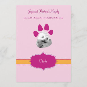 Nouvelle fille de faire-part de chiot/chat "de