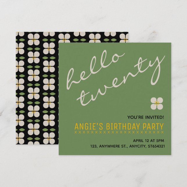 Nouvelle invitation de fête d'anniversaire | Carte (Devant / Derrière)