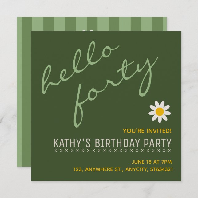 Nouvelle invitation pour une fête d'anniversaire | (Devant / Derrière)