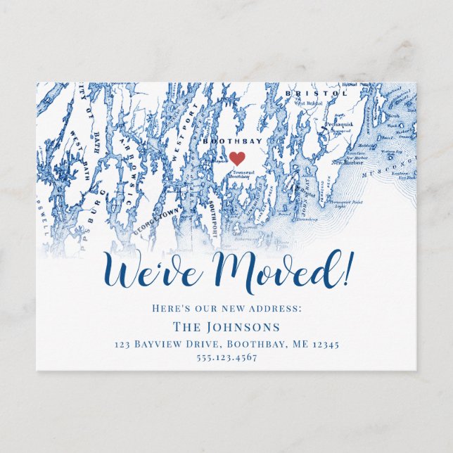 Nouvelle maison Boothbay Maine Map Faire-part de d (Devant)