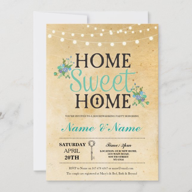 Nouvelle maison douce Invitation lumineuse pour pe (Devant)