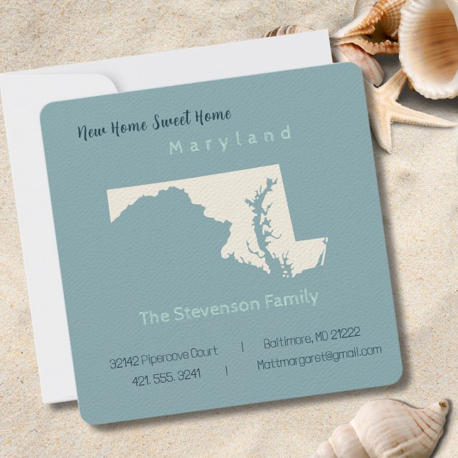 Nouvelle maison Maryland Moving Faire-part carte p (Moving to Maryland? Send your friends and family a beautiful personalized announcement!)