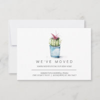 Nouvelle maison Moteur Faire-part aquarelle Cactus