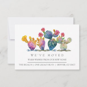 Nouvelle maison Moteur Faire-part aquarelle Cactus