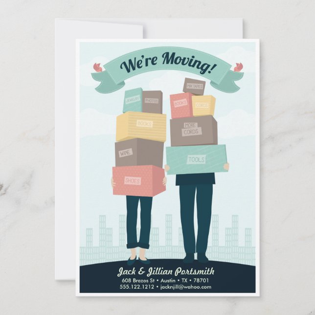 Nouvelle maison *Nous déménageons* Faire-part mobi (Devant)