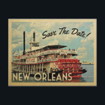Nouvelle-Orléans Enregistrer La Date Cartes Postal<br><div class="desc">Une carte postale néo-vintage unique de la Nouvelle-Orléans Save The Date avec des tonnes de style rétro du milieu du siècle. Vos invités mariages aimeront cette Nouvelle-Orléans Save The Date,  parfait pour un mariage de destination River Boat Louisiana.</div>