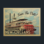 Nouvelle-Orléans Enregistrer La Date Cartes Postal<br><div class="desc">Une carte postale néo-vintage unique de la Nouvelle-Orléans Save The Date avec des tonnes de style rétro du milieu du siècle. Vos invités mariages aimeront cette Nouvelle-Orléans Save The Date,  parfait pour un mariage de destination River Boat Louisiana.</div>