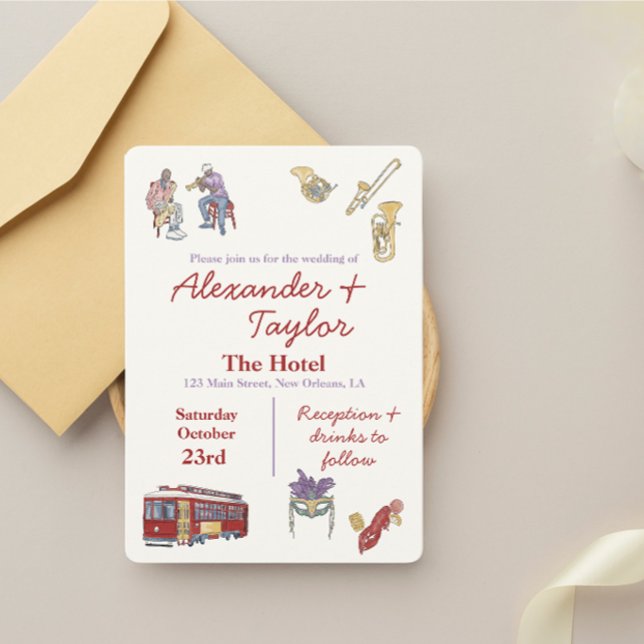 Nouvelle-Orléans LA Wedding Invitations (Créateur téléchargé)
