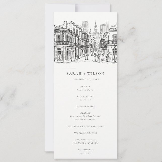 Nouvelle-Orléans Louisiane Programme de Mariage Es (Devant)