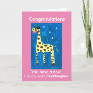 Nouvelle petite-fille carte de girafe