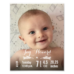 Nouvelle photo de bébé avec statistiques de bébé B