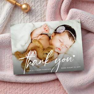 Nouvelle Photo de Bébé Fille Merci Cœur Naissance