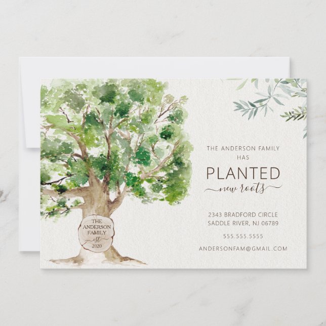 Nouvelle racine Faire-part de déplacement de chêne (Devant)