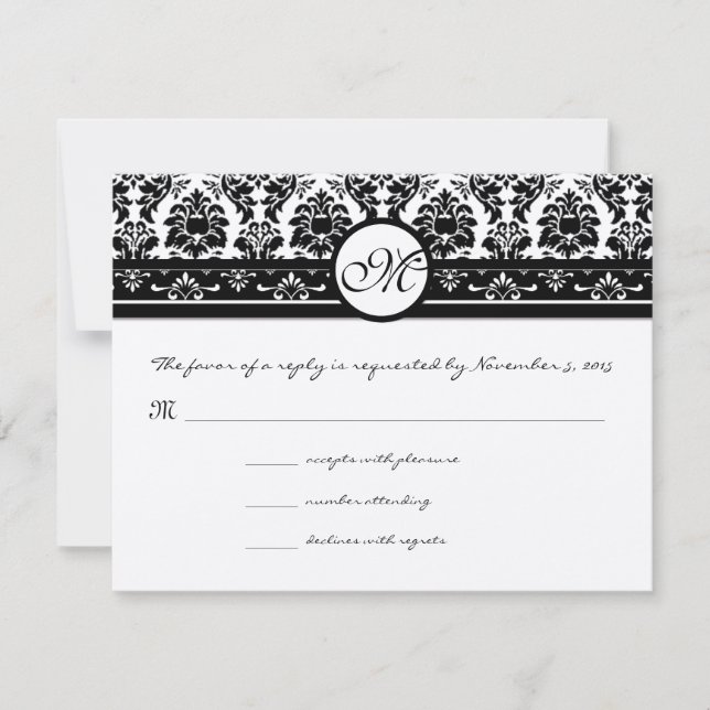 Nouvelle taille Carte de réponse du Mariage noir D (Devant)
