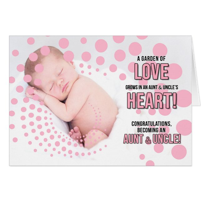 Nouvelle tante et oncle Félicitations pour un rose (Devant horizontal)