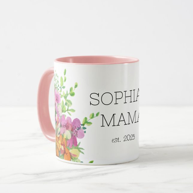 Nouvelle tasse Mama, FLEURS ROSES (Devant gauche)