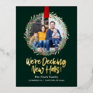 Nouvelle Wreath FOIL Juste Déplacé Carte postale V